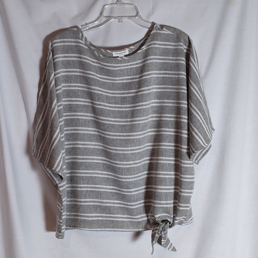 Beach Lunch Lounge Linen Blend Striped Blouse